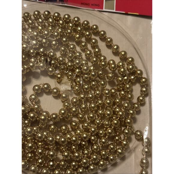 Vintage Gold Beaded Christmas Garland Santa Land 2 Packs - Picture 4 of 6